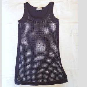 5/$15 SALE!  Michael Kors MK Silver Studded Embellished Tank Top Purple XS Bling